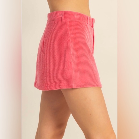 Women's Pink Corduroy Mini Skort - Picture 2 of 5